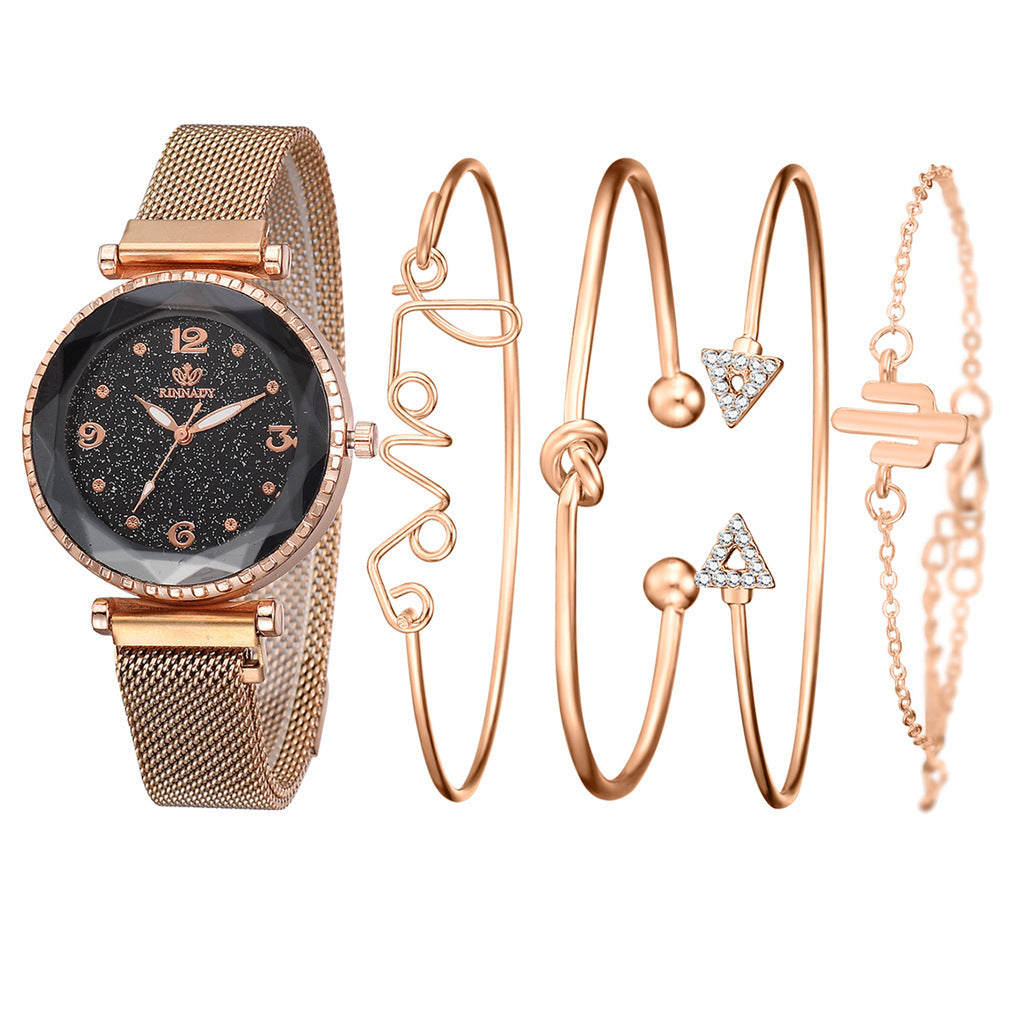 Elegant Women's Starry Sky Wristwatch with Magnetic Bracelet - The Mindful Market