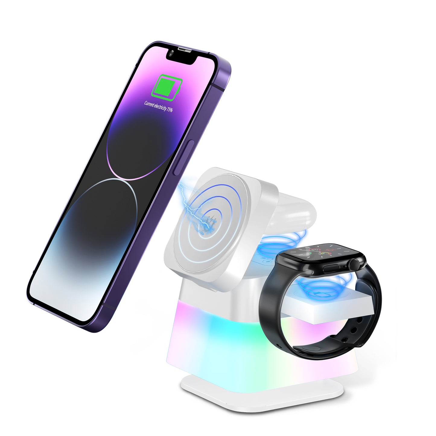 4-in-1 Rotatable Wireless Charging Stand with Colorful Lighting - The Mindful Market