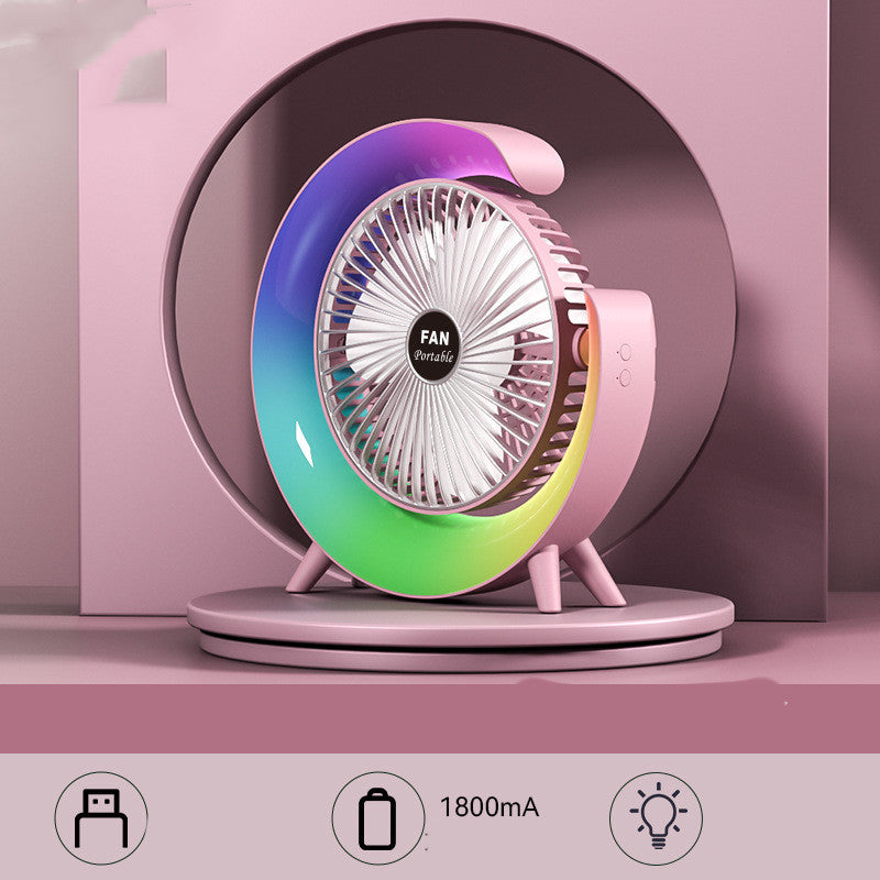 New Bright Night Light Charging Fan Desktop Silent Mini Electric Fan Portable Fan USB - The Mindful Market
