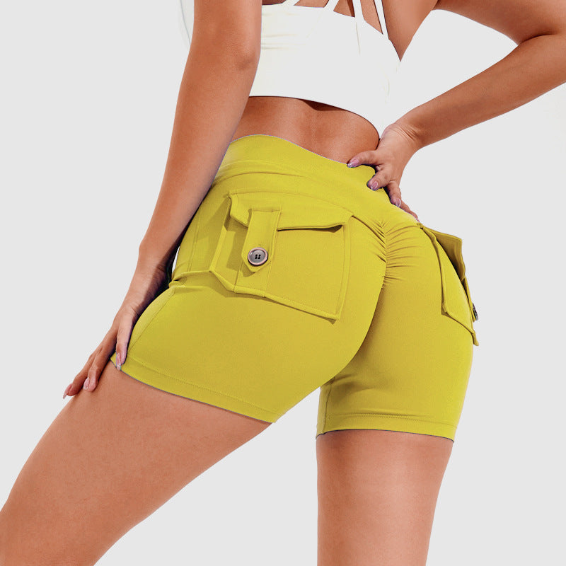 High Waist Hip Lifting Shorts With Pockets - The Mindful Market