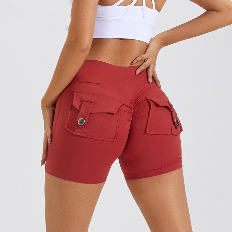 High Waist Hip Lifting Shorts With Pockets - The Mindful Market