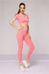 Seamless Sport Suit Women Fitness Yoga Set Workout Clothes Gym Short Sleeve Crop Top High Waist Leggings Running Sportswear - The Mindful Market