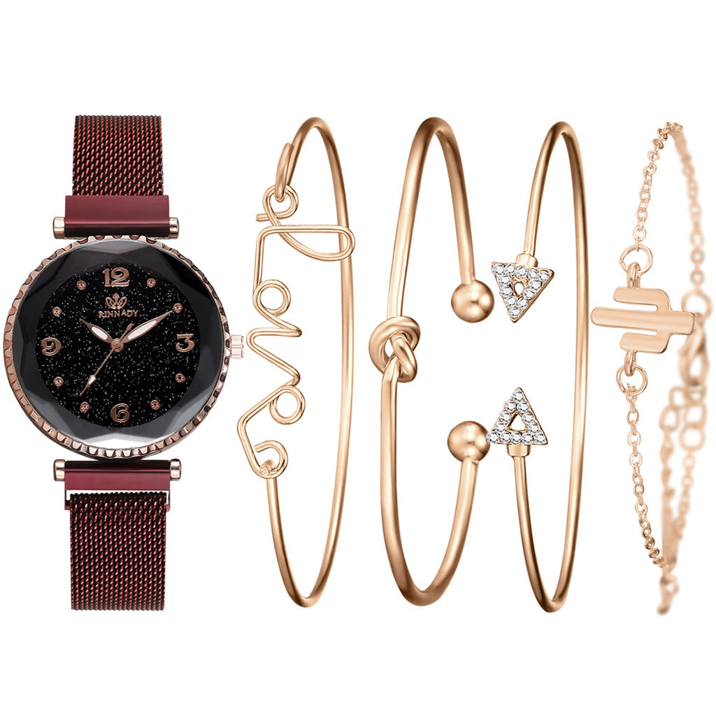 Elegant Women's Starry Sky Wristwatch with Magnetic Bracelet - The Mindful Market