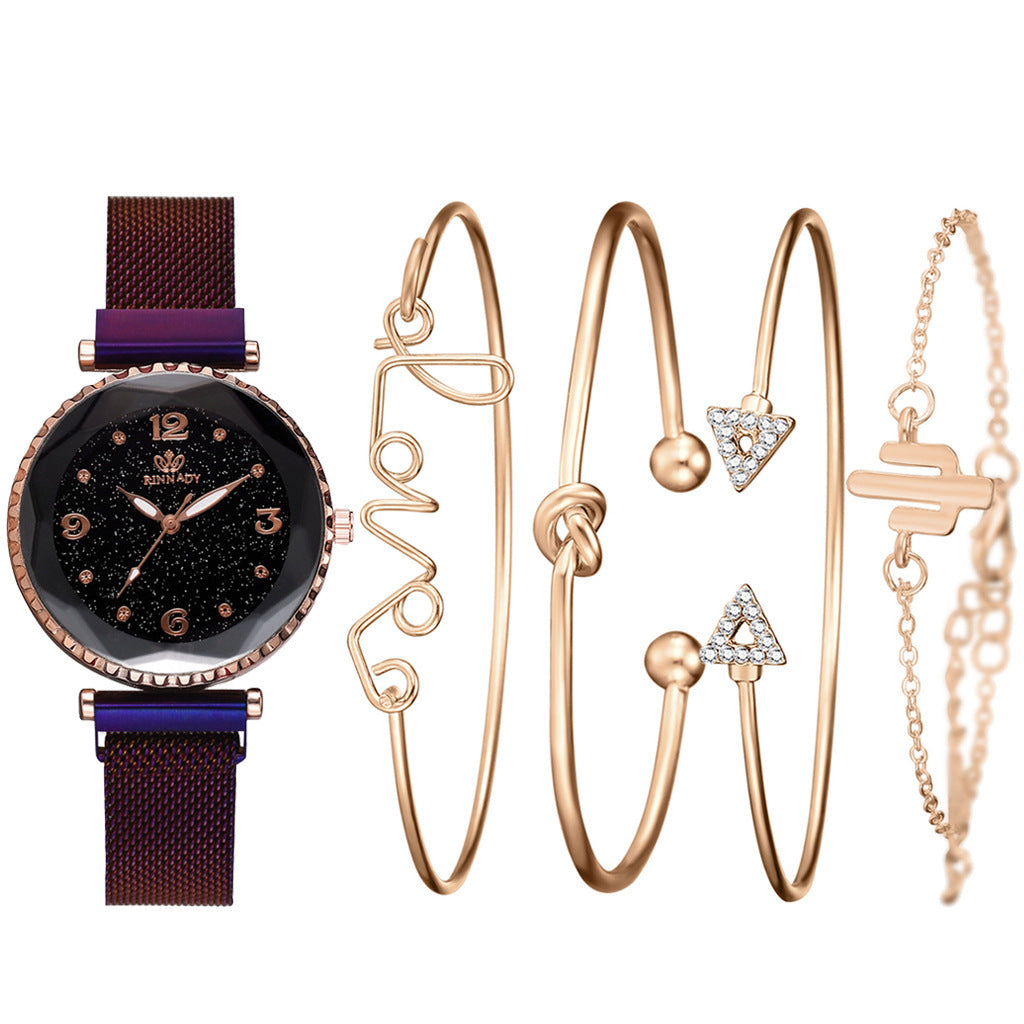 Elegant Women's Starry Sky Wristwatch with Magnetic Bracelet - The Mindful Market