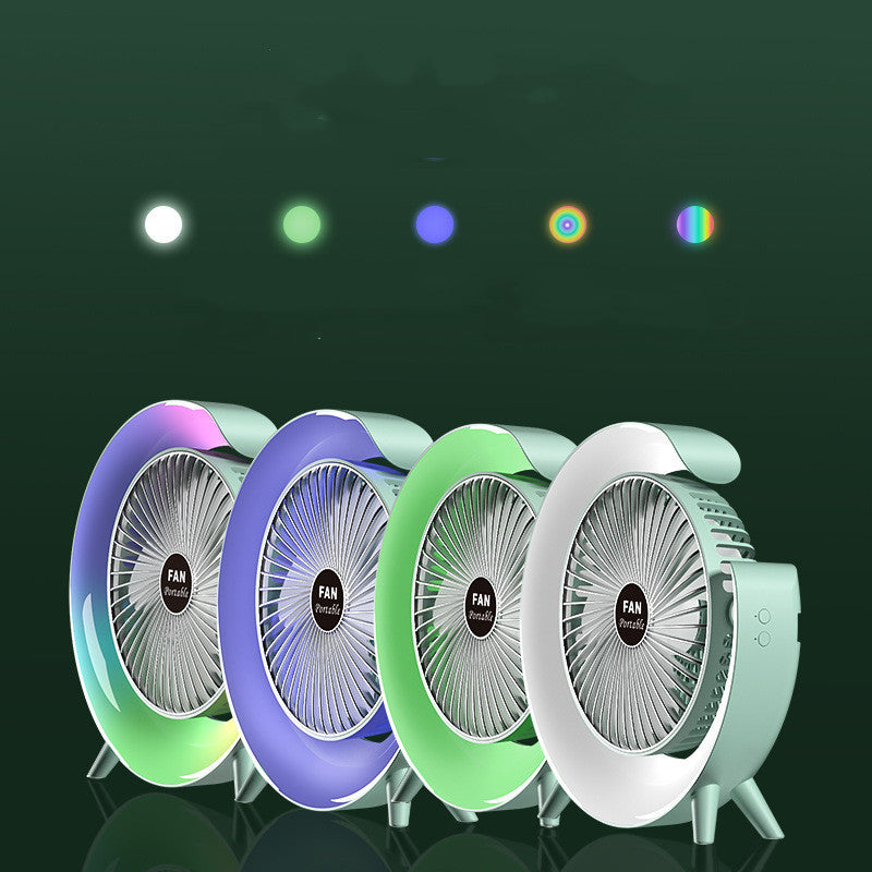 New Bright Night Light Charging Fan Desktop Silent Mini Electric Fan Portable Fan USB - The Mindful Market