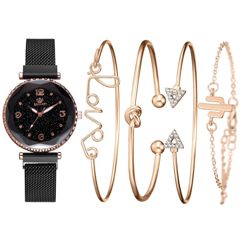 Elegant Women's Starry Sky Wristwatch with Magnetic Bracelet - The Mindful Market