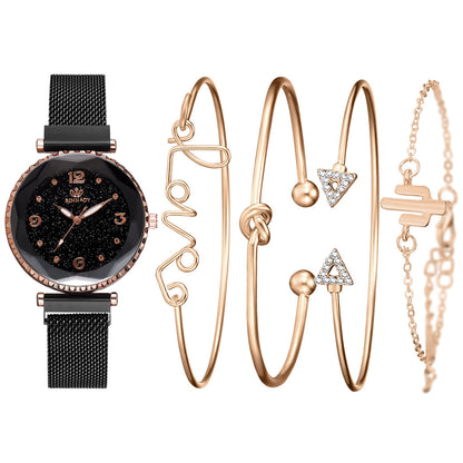 Elegant Women's Starry Sky Wristwatch with Magnetic Bracelet - The Mindful Market