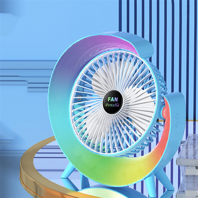 New Bright Night Light Charging Fan Desktop Silent Mini Electric Fan Portable Fan USB - The Mindful Market