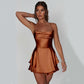Elegant Slim Strap Satin Backless Lace Up A-Line Short Dress - The Mindful Market