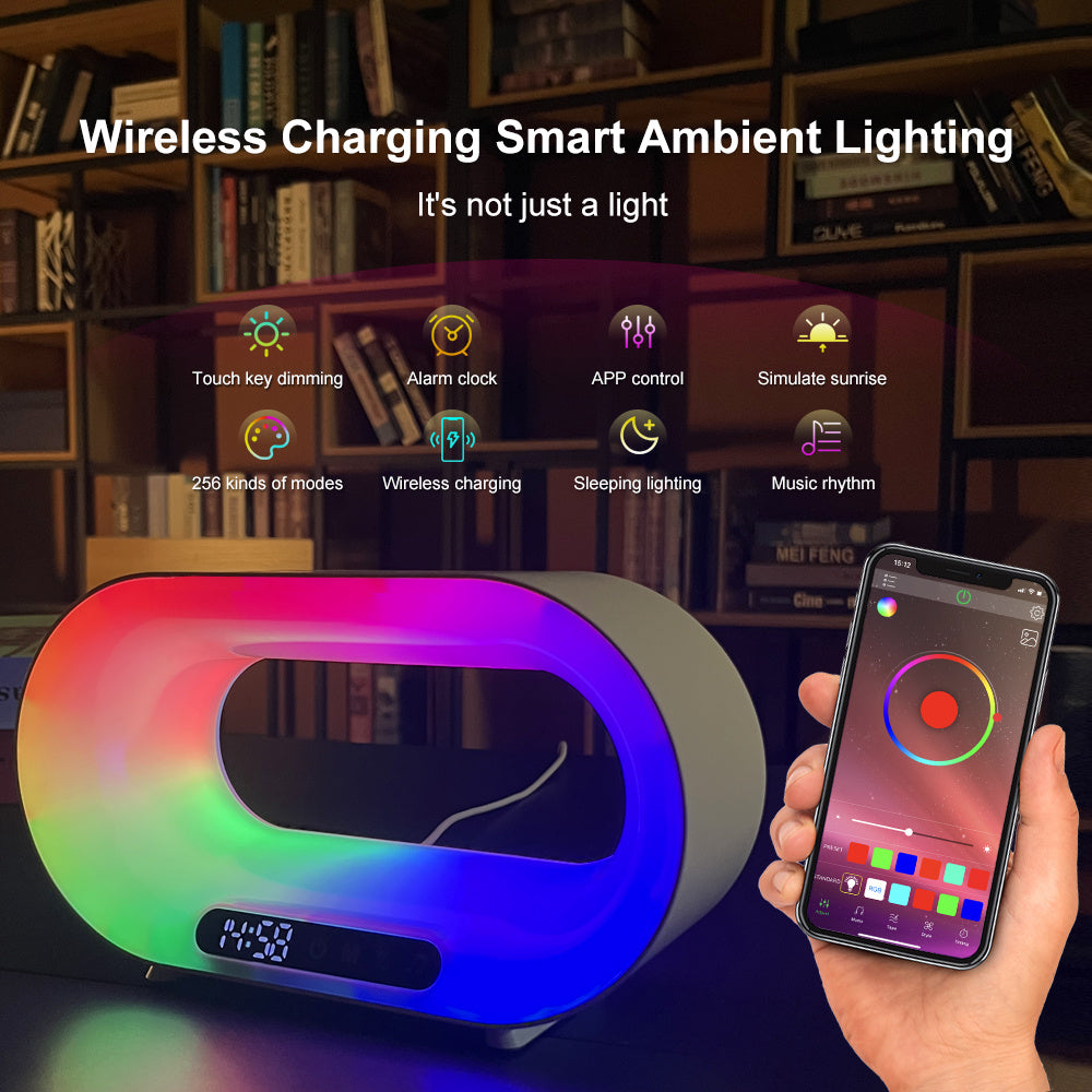 Smart LED Desk Lamp with Wireless Charger and Alarm Clock - The Mindful Market