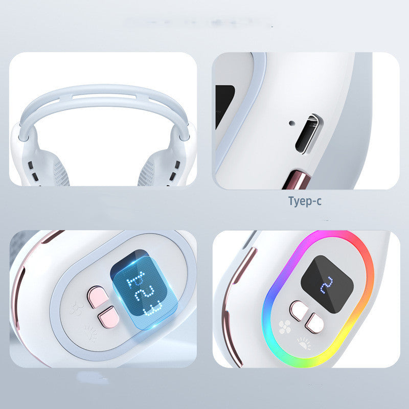 Silent Mini Usb Bladeless Ambience Light Hanging Neck Fan - The Mindful Market