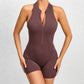 Zippered Yoga Fitness Shorts Jumpsuit Sleeveless Tummy Control Stretch Shapewear Butt Lifting Sportswear Women - The Mindful Market