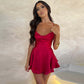 Elegant Slim Strap Satin Backless Lace Up A-Line Short Dress - The Mindful Market