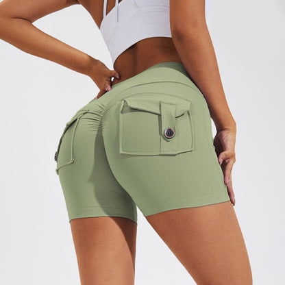 High Waist Hip Lifting Shorts With Pockets - The Mindful Market