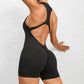 Zippered Yoga Fitness Shorts Jumpsuit Sleeveless Tummy Control Stretch Shapewear Butt Lifting Sportswear Women - The Mindful Market