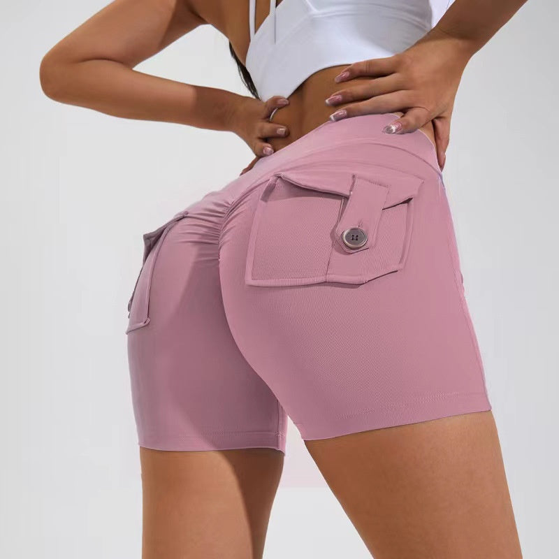 High Waist Hip Lifting Shorts With Pockets - The Mindful Market
